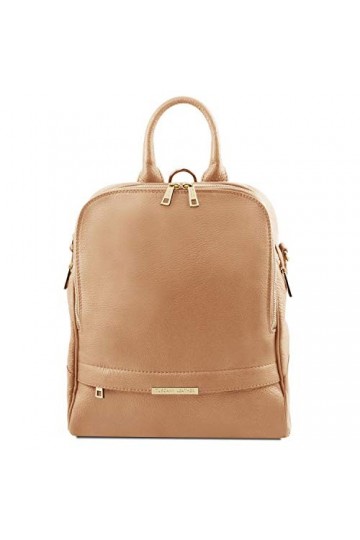 TUSCANY LEATHER TLBag Sac à dos pour femme en cuir souple Rouge Lipstick