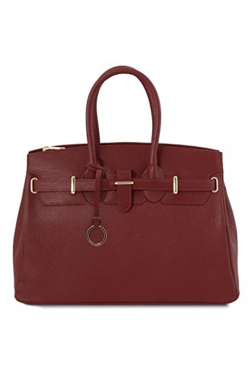 TUSCANY LEATHER - TL Bag - Sac à main pour femme avec finitions couleur or - TL141529 ROUGE 