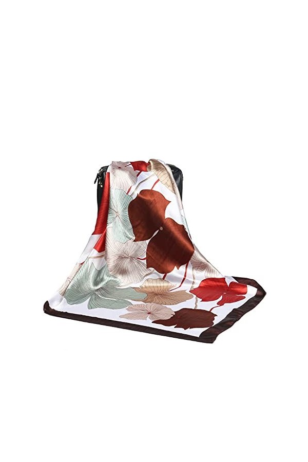 Cebilevin Grand Foulard Carré Imprimé Feuilles 90x90cm