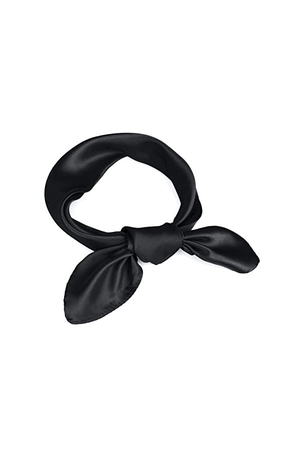 TOPTIE Carré Satiné Foulard Tête Square Uni en Satin Elégant Écharpe Bandana en Satin 23 Pouces