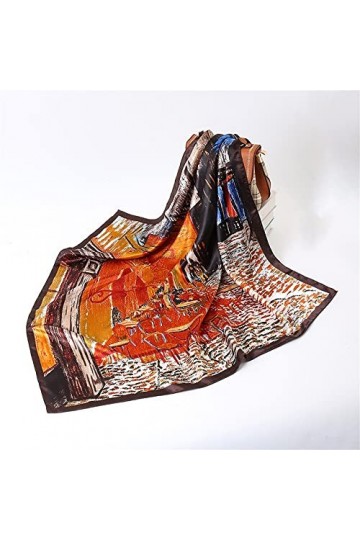 Grand Foulard Carré Imprimé Peinture Cafétéria 90x90cm