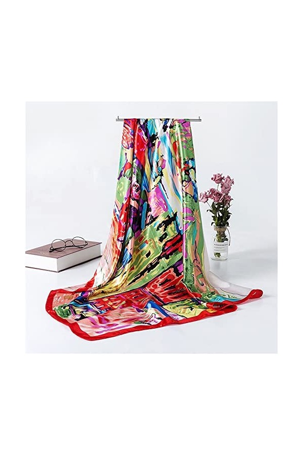 Grand Foulard Carré Imprimé Peinture Cafétéria 90x90cm