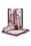 Cebilevin Grand Foulard Carré Motif Dentelle Grappes de Fleurs 90x90cm