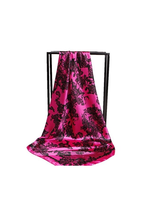 Cebilevin Grand Foulard Carré Motif Dentelle Grappes de Fleurs 90x90cm