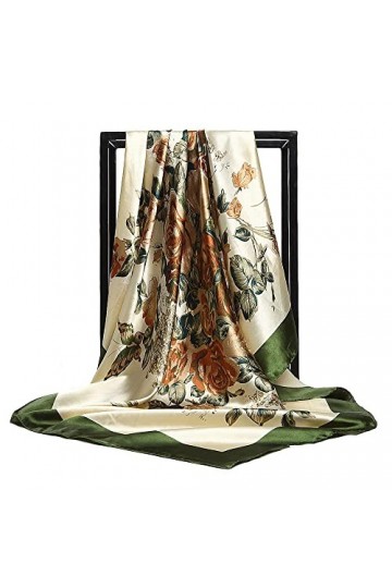 Cebilevin Grand Foulard Carré Imprimé Fleurs 90x90cm