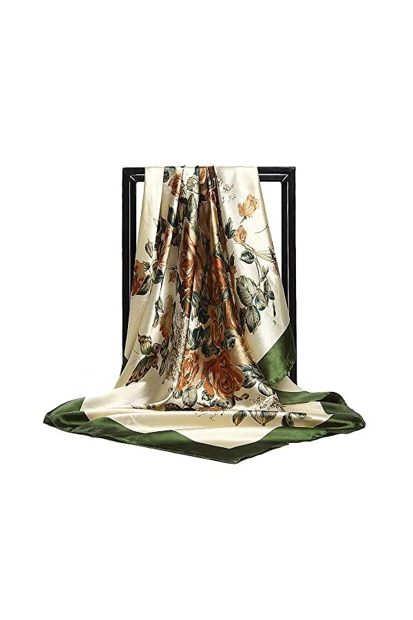 Cebilevin Grand Foulard Carré Imprimé Fleurs 90x90cm