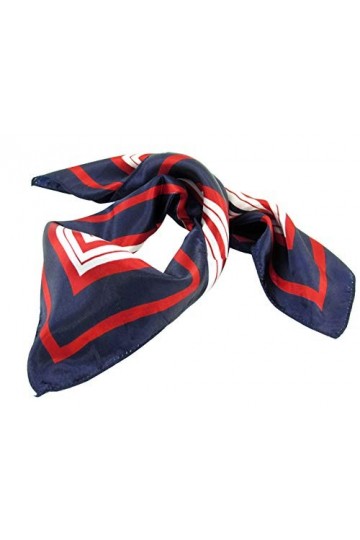 sourcing map Foulard à collet carré femme noir bleu Rouge Blanc rayure