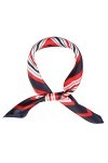 sourcing map Foulard à collet carré femme noir bleu Rouge Blanc rayure