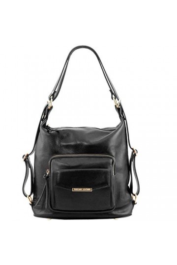 TUSCANY LEATHER TLBag Sac en cuir convertible en sac à dos Noir