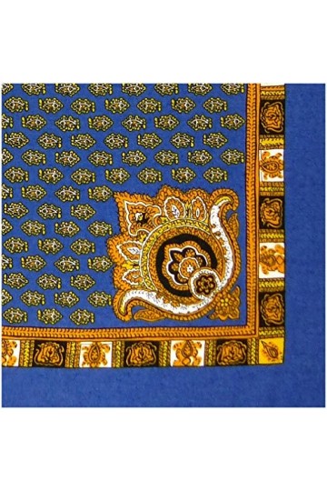 Valdrôme Foulard coton bleu Fleur de Lotus 50x50 cm