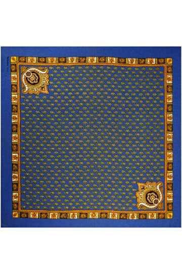Valdrôme Foulard coton bleu Fleur de Lotus 50x50 cm