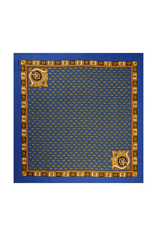 Valdrôme Foulard coton bleu Fleur de Lotus 50x50 cm