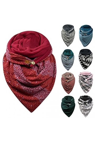 YTZL Écharpe triangulaire pour femme - Écharpe dhiver chaude triangulaire avec bouton - Écharpe dautomne en coton douillett