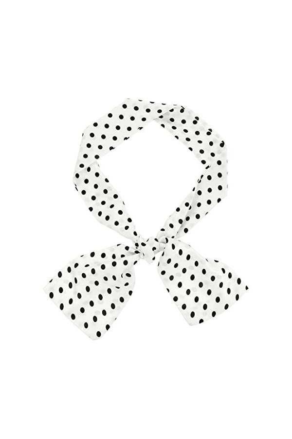 sourcing map Femmes Retro Pois Maigre Écharpe Cou Écharpes Enveloppe Long Foulard Cheveux Cravate Blanc Taille unique