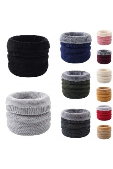 Cache-Cou Hiver Écharpe Circulaire Tricotée Tour de Cou Col Épaisse Cache Cou Doublée de Tube Écharpe en Polaire Thermique Do