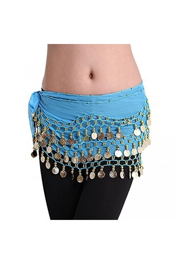 LQZ TM Ceinture Danse Orientale Belly Danse du ventre Ethnique Soie Écharpe Foulard Femme Fille Bleu lac 