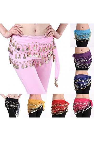 LQZ TM Ceinture Danse Orientale Belly Danse du ventre Ethnique Soie Écharpe Foulard Femme Fille Bleu lac 