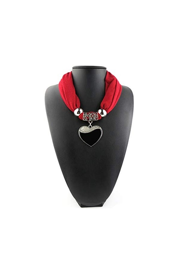 Baiyao Collier Foulard Pour Femmes Avec Pendentif Coeur, Foulard Bijoux Vintage Avec Noeud De Cou, Écharpe