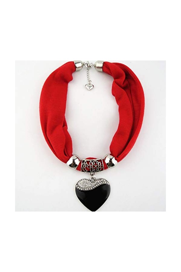Baiyao Collier Foulard Pour Femmes Avec Pendentif Coeur, Foulard Bijoux Vintage Avec Noeud De Cou, Écharpe