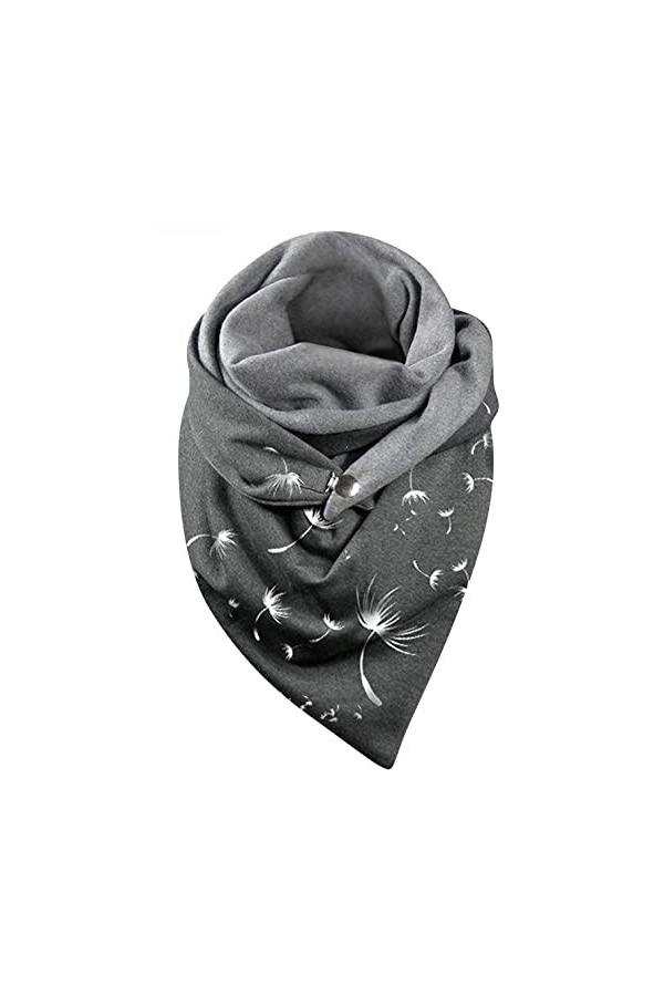 KUKICAT Écharpe Triangle Femme Chaud Élégant Foulard en Coton Imprimé Pissenlit Chic Châle Vintage Mode Scarf Hiver Pas Cher
