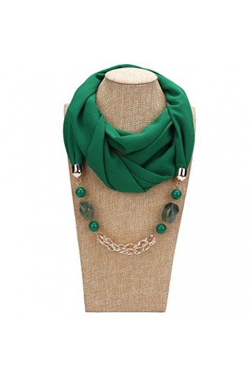 Lunji Écharpe Femme Joli Collier Original Foulard Pendentif Vert 