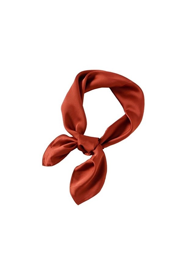 Xiang Ru Femme Couleur Uni Petit Foulard Carré Été en Soie Imité Élégant 70 * 70CM Caramel