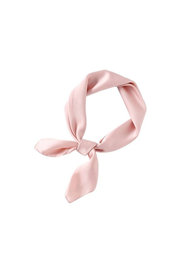 Xiang Ru Femme Couleur Uni Petit Foulard Carré Été en Soie Imité Élégant 70 * 70CM Caramel