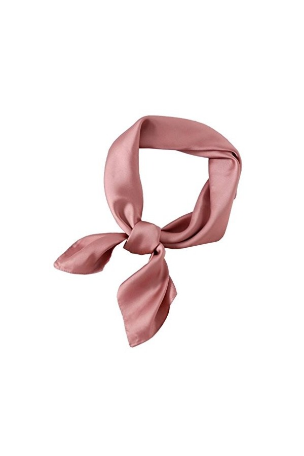 Xiang Ru Femme Couleur Uni Petit Foulard Carré Été en Soie Imité Élégant 70 * 70CM Caramel