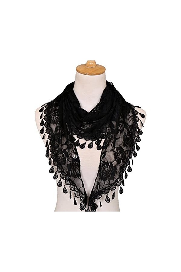 Stakee Dentelle Rose châle femme triangle dentelle frange Foulard Femme frange châle creux triangle foulard printemps - été