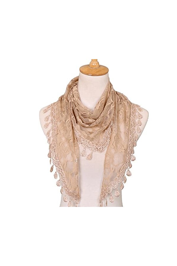 Stakee Dentelle Rose châle femme triangle dentelle frange Foulard Femme frange châle creux triangle foulard printemps - été