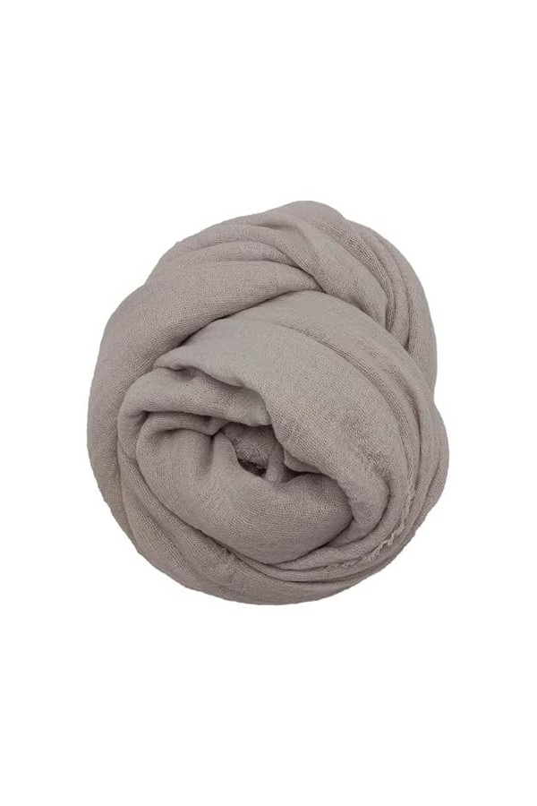 Écharpe hijab froissée en coton mélangé doux châle long foulard pour femme 90 x 180 cm , Jaune mustrad, Standerd Size