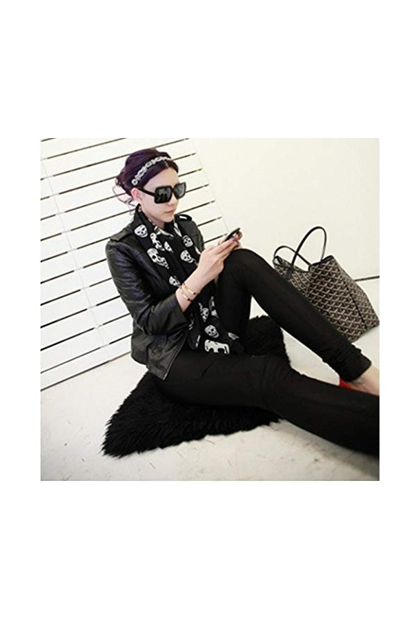 Foulard pour Femmes Crâne Léger Foulard Imprimé Longues écharpes Infinity Plage pour Le Printemps Châle Wraps Noir 