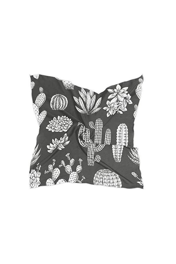 ODAWA Foulard carré vintage en satin pour femme - Motif floral - Léger - 61 cm, Crânes rouges Fleurs Cœurs, taille unique