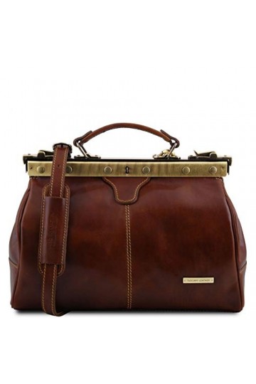 TUSCANY LEATHER Michelangelo Mallette infirmière rétro en cuir Marron