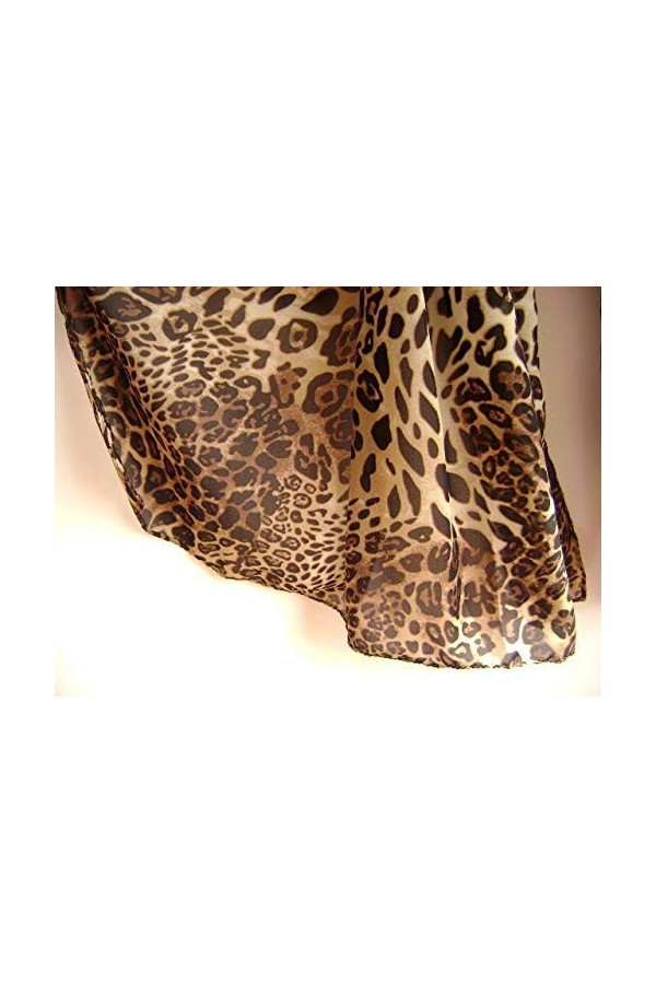 Goodplan Écharpe de qualité Premium Leopard Ladies Wrap châle Foulards Fille Foulard en Mousseline de Soie Doux imprimé léopa