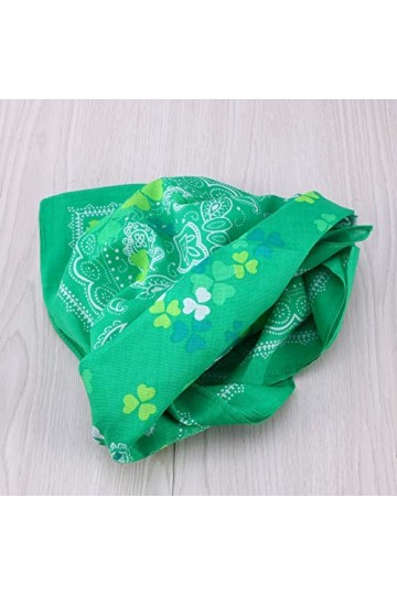 BESTOYARD 3pcs Écharpe Foulard Femme Carré en Coton Costume Fête Saint Patrick Vert Trèfle Shamrock Decoration Irlandaise（Sty