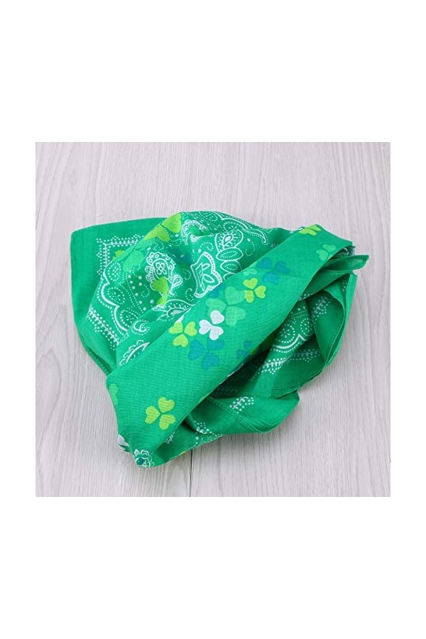 BESTOYARD 3pcs Écharpe Foulard Femme Carré en Coton Costume Fête Saint Patrick Vert Trèfle Shamrock Decoration Irlandaise（Sty