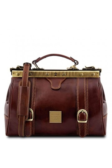 Tuscany Leather Monalisa Mallette infirmière rétro en Cuir avec Boucles Marron