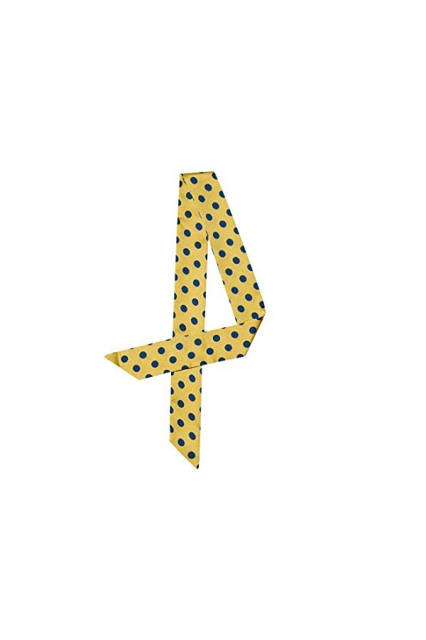 sourcing map 50 S Maigre Écharpe Soyeuse Pois Ceinture Longue Étroite Foulard Sac Poignée Accessoire Point moyen jaune S