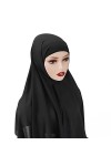 JAWSEU Hijab À Enfiler Entièrement avec Bonnet Intégré Musulman Foulard Écharpe Turban Châle Longue Hijab Foulard à Enfiler L