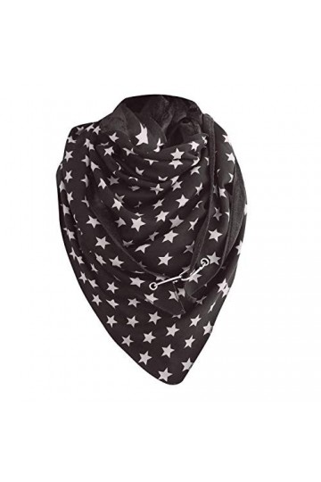 OverDose Soldes Femme Vintage Foulards Chaud Hiver Rétro Imprimé Écharpe Triangle Bouton Pas Cher Châles Décontractés Doux