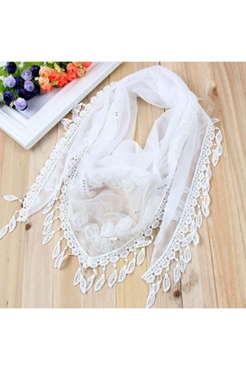 LJHG 1pc Nouvelle Mode Femme Femme châle à Glands et Foulards dautomne Femmes de Soie en Soie en Dentelle de Dentelle Penden