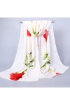 Écharpe De Luxe Printemps Mode Mousseline De Soie Imprimé en Soie Mince Longues Foulards Foulard Femmes Châles