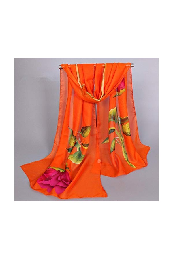 Écharpe De Luxe Printemps Mode Mousseline De Soie Imprimé en Soie Mince Longues Foulards Foulard Femmes Châles