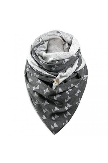 Ensemble bonnet et écharpe pour homme imprimé foulard de mode Soild Femme Dot Soft Button Wrap Châles chauds Écharpe décontra
