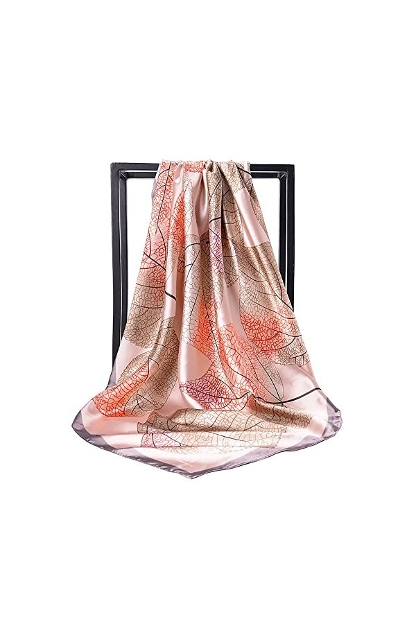 Bllatta Grand Foulard Satin Imprimé Fleurs Multicouleurs Foulard Elégant Foulards Echarpes Toute La Saison