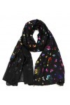 Nativo Écharpe Foulard Femme Motifs Papillon Multicolore Couleur Noir Viscose Châle, 180X70 CM