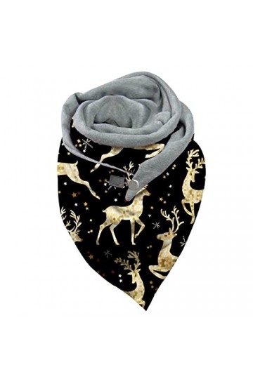 Écharpe Triangle Femme Hiver Doux Bouton Wrap Chaud Châles Écharpe Avec Bouton Noël Imprimer Mode Casual Pas Cher Foulard Chi