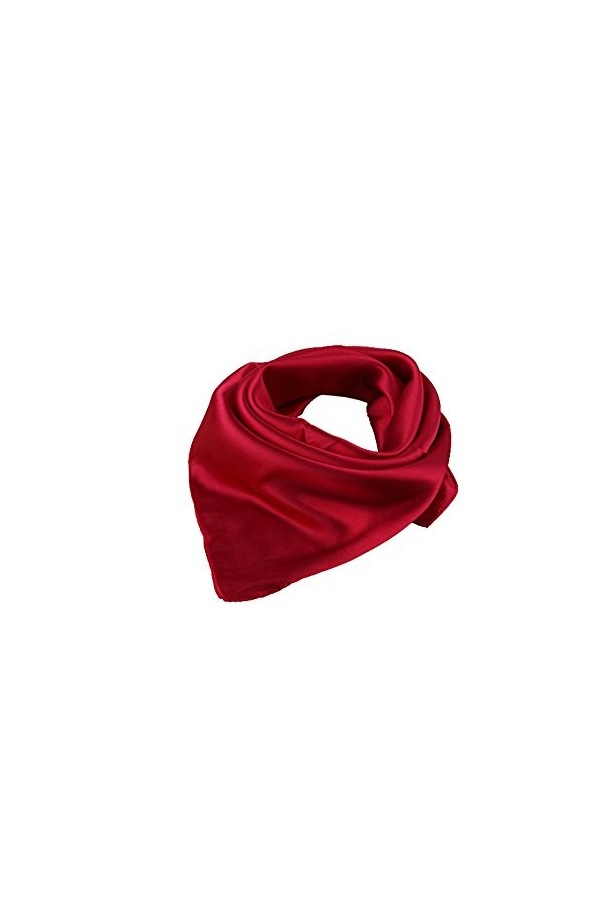 Unisexe Polyvalent Couleur Unie 45% Soie Bandana Foulard de tête Foulard Écharpe de Cou Rouge 