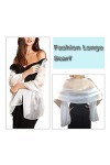 NiceYnn Elégant Echarpe Brillante Femme Châle Longue Foulard pour Mariage Cocktail Cérémonies Soirée Plage Blanc